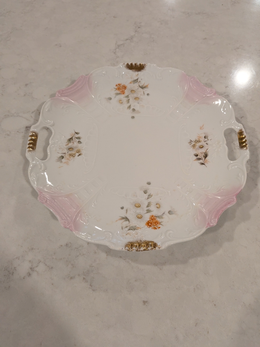 Rosenthal Bavaria 19th Centur Porcelain Serving Tray with Gold Accents